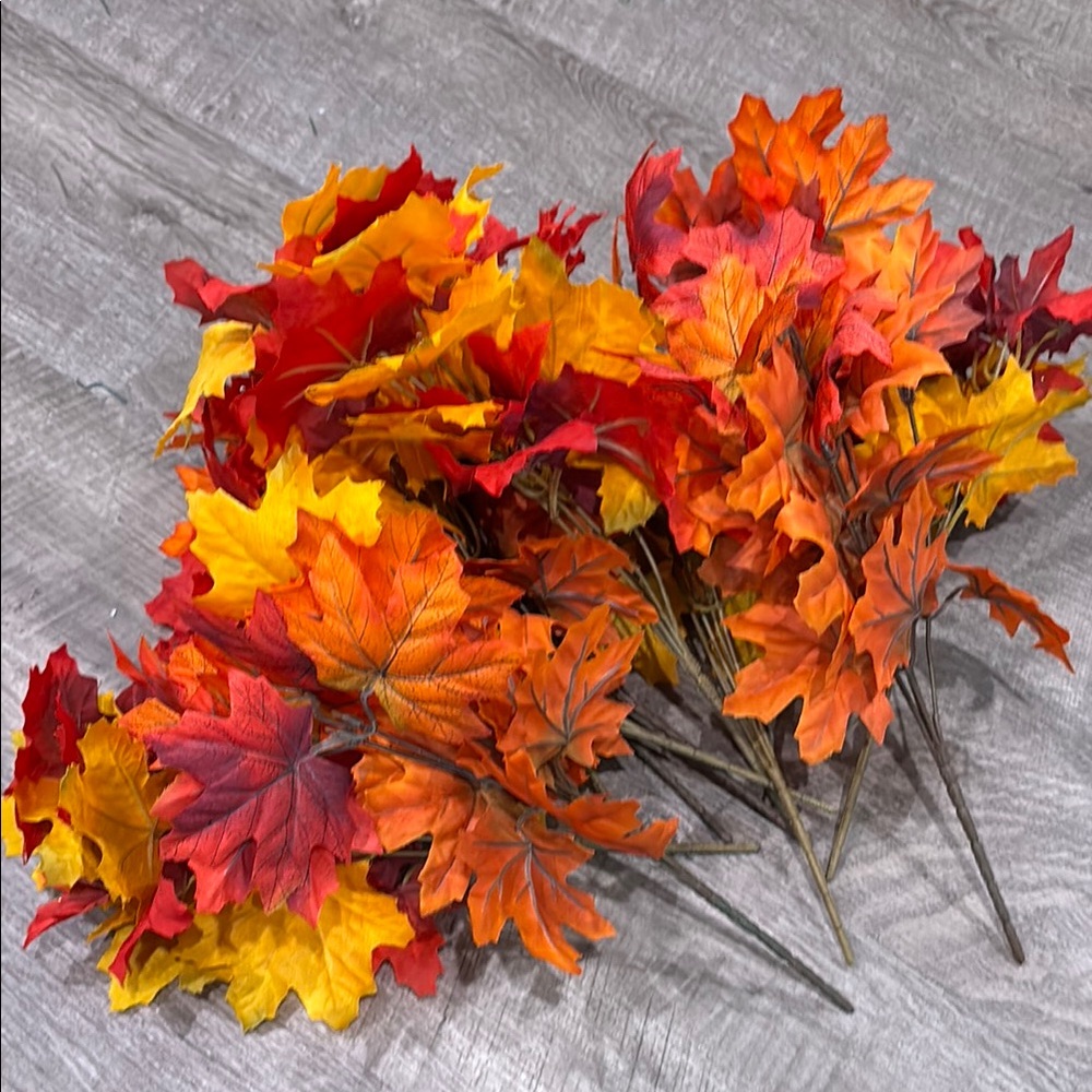 Autumn Maple Leaf 11 stem Bouquet - Vibrant Red, Orange and Yellow hues